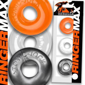 Lot de 3 cockrings souples RINGER MAX Blanc, Orange, Gris
