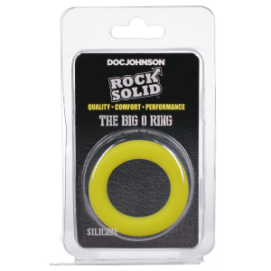 Cockring en silicone THE BIG O Noir-Jaune Diamètre 32 mm