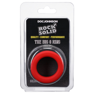 Cockring en silicone THE BIG O 32 mm Noir-Rouge de Rock Solid