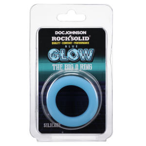 Cockring phosphorescent THE BIG O Noir-Bleu ciel de 32 mm
