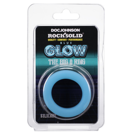 Cockring phosphorescent THE BIG O Noir-Bleu ciel de 32 mm
