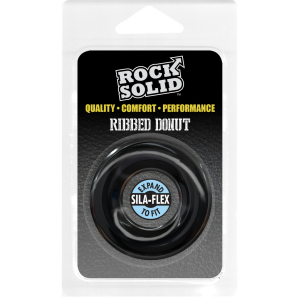 Cockring THE RIBBED DONUT Noir Diamètre 28 mm