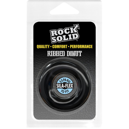 Cockring THE RIBBED DONUT Noir Diamètre 28 mm