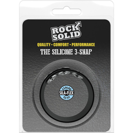 Cockring ajustable en silicone THE SILICONE 3 SNAP Noir