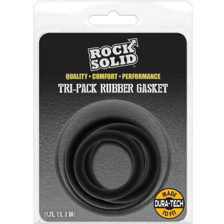 Lot de 3 Cockrings noirs GASKET par Rock Solid