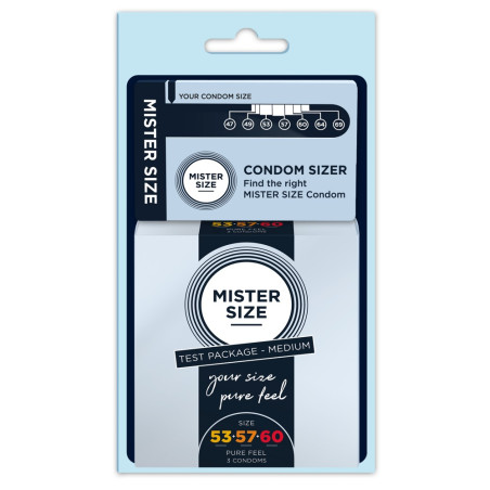 Préservatifs Échantillon de MISTER SIZE 3 tailles 53, 57 et 60 | Boîte de 3