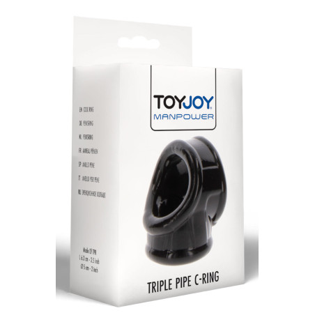 Ballstretcher souple TRIPLE PIPE Noir avec Ouvertures 30 mm