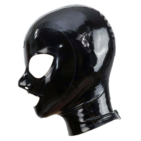 Cagoule en Latex TEXIE Noir Zip