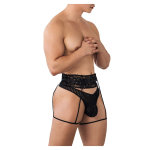 Porte-Jarretelles String TORETH Noir Dentelle