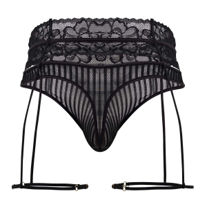 Porte-Jarretelles String TORETH Noir Dentelle