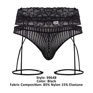 Porte-Jarretelles String TORETH Noir Dentelle