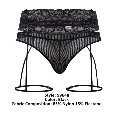 Porte-Jarretelles String TORETH Noir Dentelle