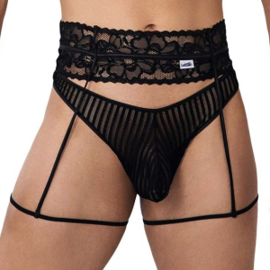 Porte-Jarretelles String TORETH Noir Dentelle
