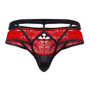 Jockstrap Dentelle LALITA Noir et Rouge