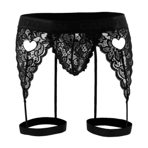 String Porte-Jarretelles Dentelle PEITHO Noir