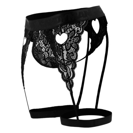 String Porte-Jarretelles Dentelle PEITHO Noir
