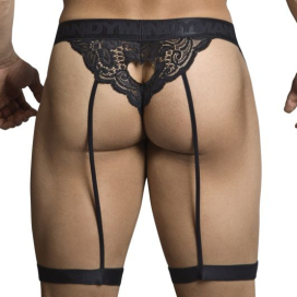 String Porte-Jarretelles Dentelle PEITHO Noir 2