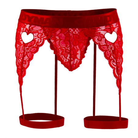 String Porte-Jarretelles Dentelle PEITHO Rouge