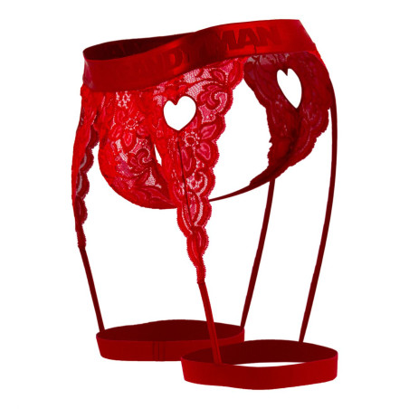 String Porte-Jarretelles Dentelle PEITHO Rouge