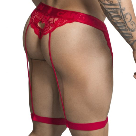 String Porte-Jarretelles Dentelle PEITHO Rouge 2