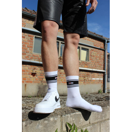 Chaussettes blanches Sk8erboy Deluxe Blanc-Noir