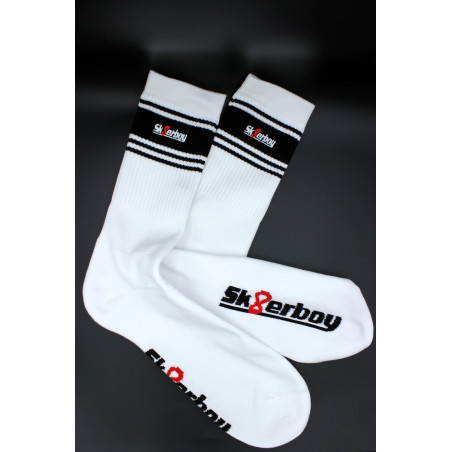 Chaussettes blanches Sk8erboy Deluxe Blanc-Noir