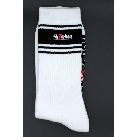 Chaussettes blanches Sk8erboy Deluxe Blanc-Noir