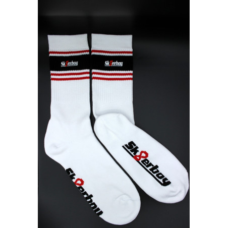 Chaussettes blanches Sk8erboy Deluxe Blanc-Rouge