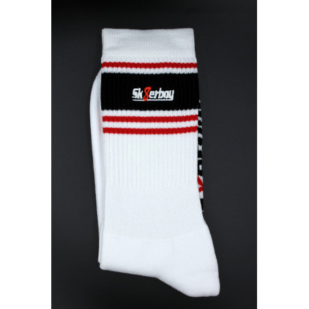 Chaussettes blanches Sk8erboy Deluxe Blanc-Rouge