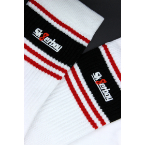 Chaussettes blanches Sk8erboy Deluxe Blanc-Rouge