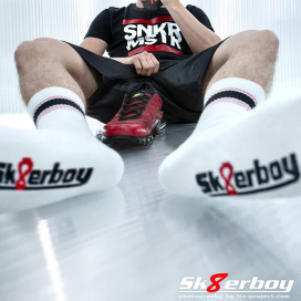 Chaussettes blanches Sk8erboy Deluxe Blanc-Rouge 2