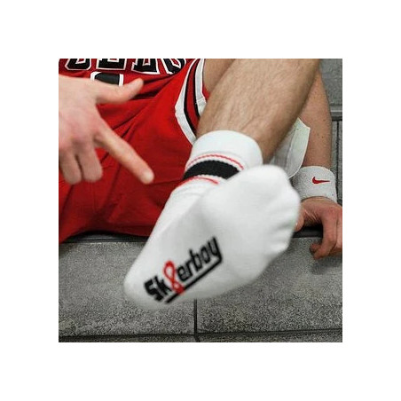 Chaussettes blanches Sk8erboy Deluxe Blanc-Rouge