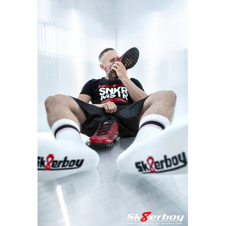 Chaussettes blanches Sk8erboy Deluxe Blanc-Rouge