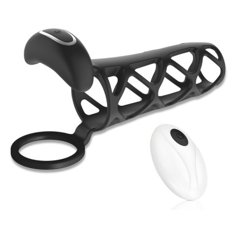 Gaine de Pénis Vibrante TRISILY 10.5 x 4cm Noir