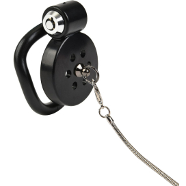 Cage de chasteté avec laisse LEASHIDY Noire de 2.5 x 3.8 cm