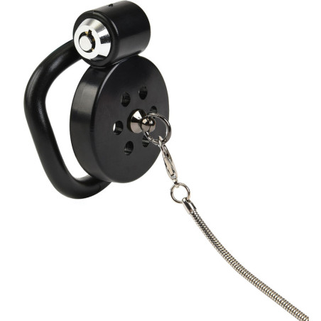 Cage de chasteté avec laisse LEASHIDY Noire de 2.5 x 3.8 cm