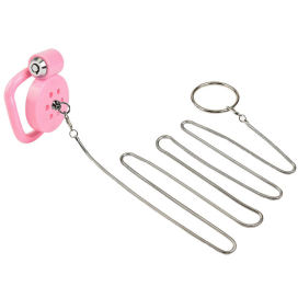Cage de chasteté avec laisse LEASHIDY Rose de 2.5 x 3.8 cm 2