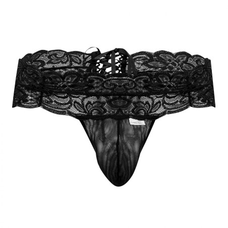 String Dentelle à Lacets UZZA Noir Dentelle