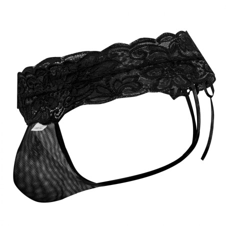 String Dentelle à Lacets UZZA Noir Dentelle