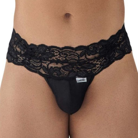 String Dentelle à Lacets UZZA Noir Dentelle