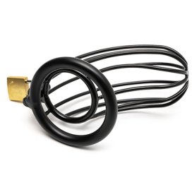 Cage de Chasteté en métal GRILLE 12 x 3.5cm Anneau 50mm Noir 2