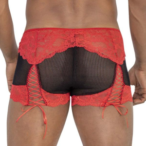 Boxer Dentelle HYMEN Rouge et Noir