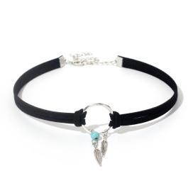 Tour de Cou PLUME GRISE Bleu