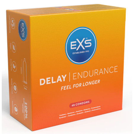 Préservatifs retardant DELAY ENDURANCE de EXS 53mm | Boîte de 48