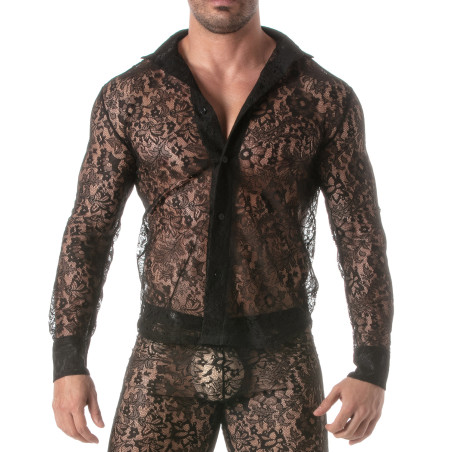 Chemise en dentelle Manches longues LACE SHIRT Noire