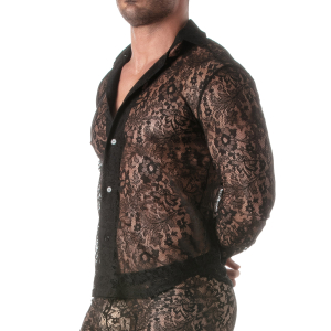 Chemise en dentelle Manches longues LACE SHIRT Noire