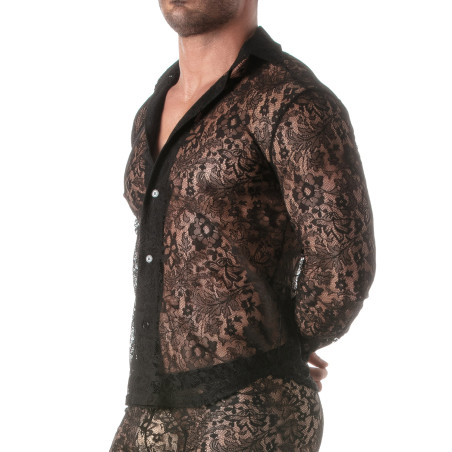 Chemise en dentelle Manches longues LACE SHIRT Noire