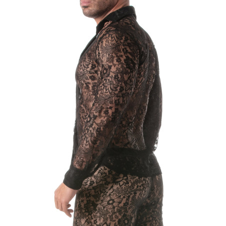 Chemise en dentelle Manches longues LACE SHIRT Noire