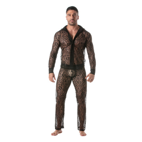 Chemise en dentelle Manches longues LACE SHIRT Noire