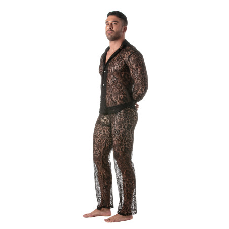 Chemise en dentelle Manches longues LACE SHIRT Noire